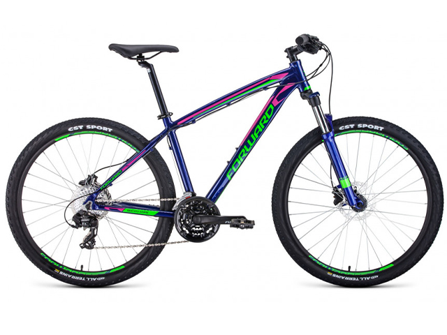 Велосипед 27,5 FORWARD NEXT 3.0 disc (24 ск.) 2019-2020, темно-фиолетовый/светло-зеле