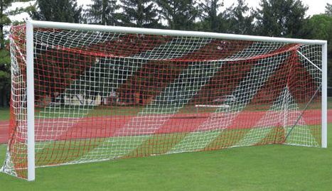 Сетка для футбольных ворот (красно-белый), 7,50х2,50х2,00х2,00 м., толщ. 5 мм.