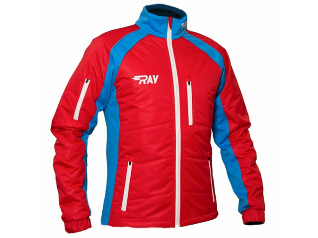 Куртка утеплённая туристическая  RAY  WS модель OUTDOOR (UNI) красный/голубой белая молния