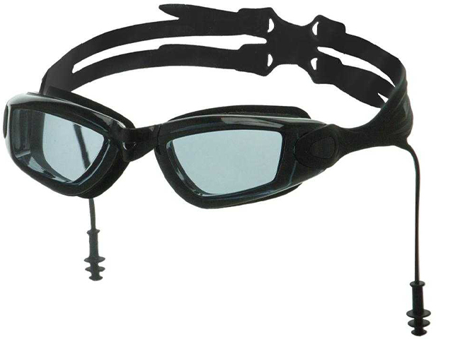 Очки для плавания Atemi, силикон, с берушами (чёрн/сер), N9700