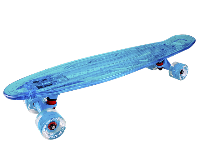 Скейтборд пластиковый Transparent 22 light blue 1/4 TLS-403