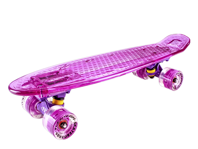 Скейтборд пластиковый Transparent 22 light pink 1/4 TLS-403