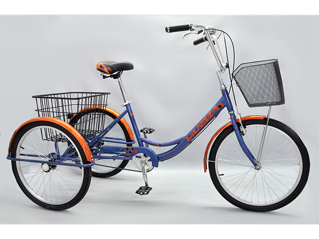 Велосипед 24 Дачник 6ск. (Корзина перед / зад.) синий оранжевый
