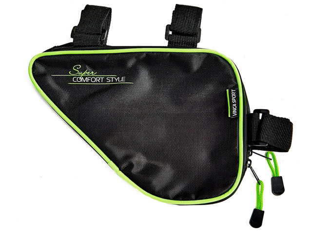 Сумка под раму, карман для телефона внутри сумки Vinca sport, 270*220*65мм, зеленый кант
