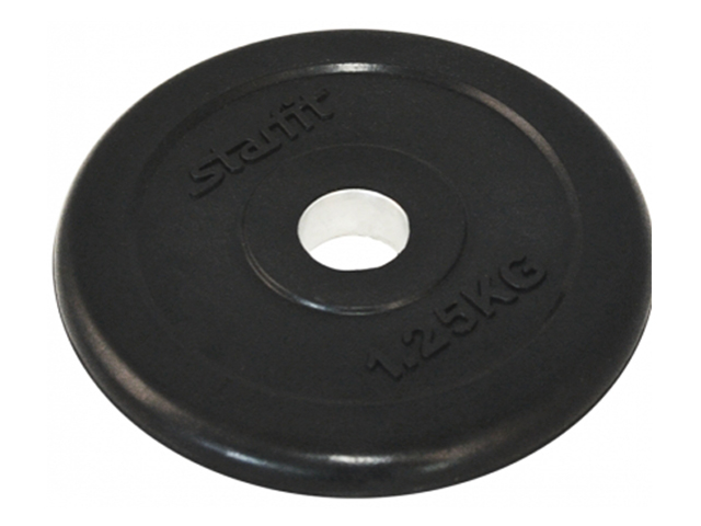 Диск обрезиненный STARFIT BB-202  1,25 кг, d=26 мм, стальная втулка, черный