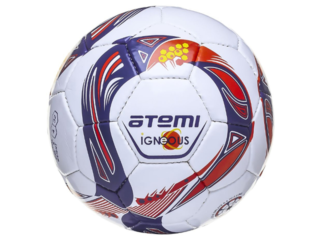 Мяч футбольный Atemi IGNEOUS, PU/PVC 1.3mm, бел/cине/оранж, р.4 , р/ш, 32 п , окруж 65-66