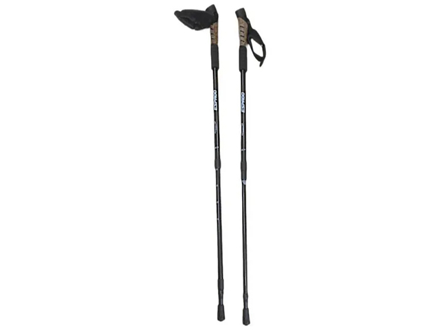 Палки Espado для скандинавской ходьбы с ручкой из пробки, 3-х секционные,2шт, ENW-004, чёрный